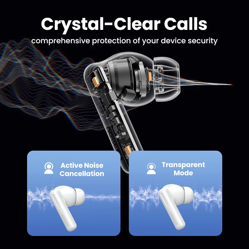 T6S 48Db ANC Wireless Bluetooth Earphones TWS Hybrid Active Noise Cancelling in Ear Earbuds Support Hi-Res Audio LDAC