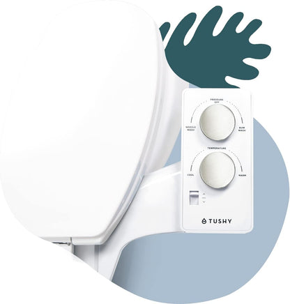 TUSHY Basic 2.0 Bidet Toilet Seat Attachment | a Non-Electric Self Cleaning Water Sprayer W/Adjustable Water Pressure Nozzle, Angle Control & Easy Home Installation (White/Bamboo)