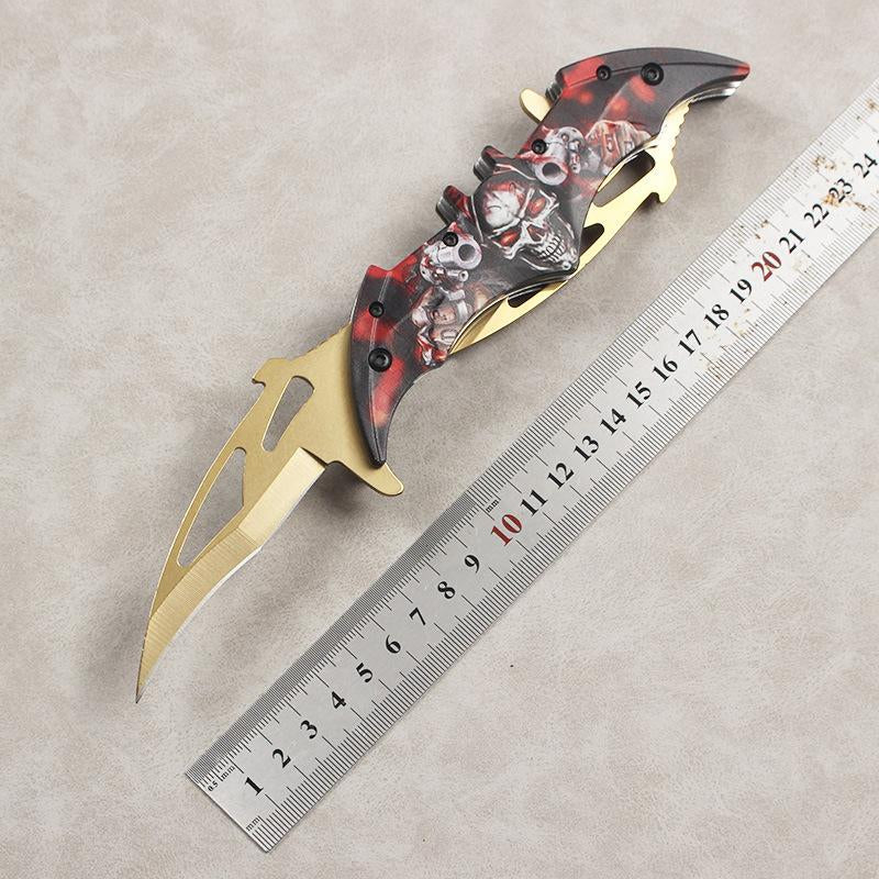 Bat Folding Knife for Camping Twin Blade Cool Gift for Boy Man Cosplayers