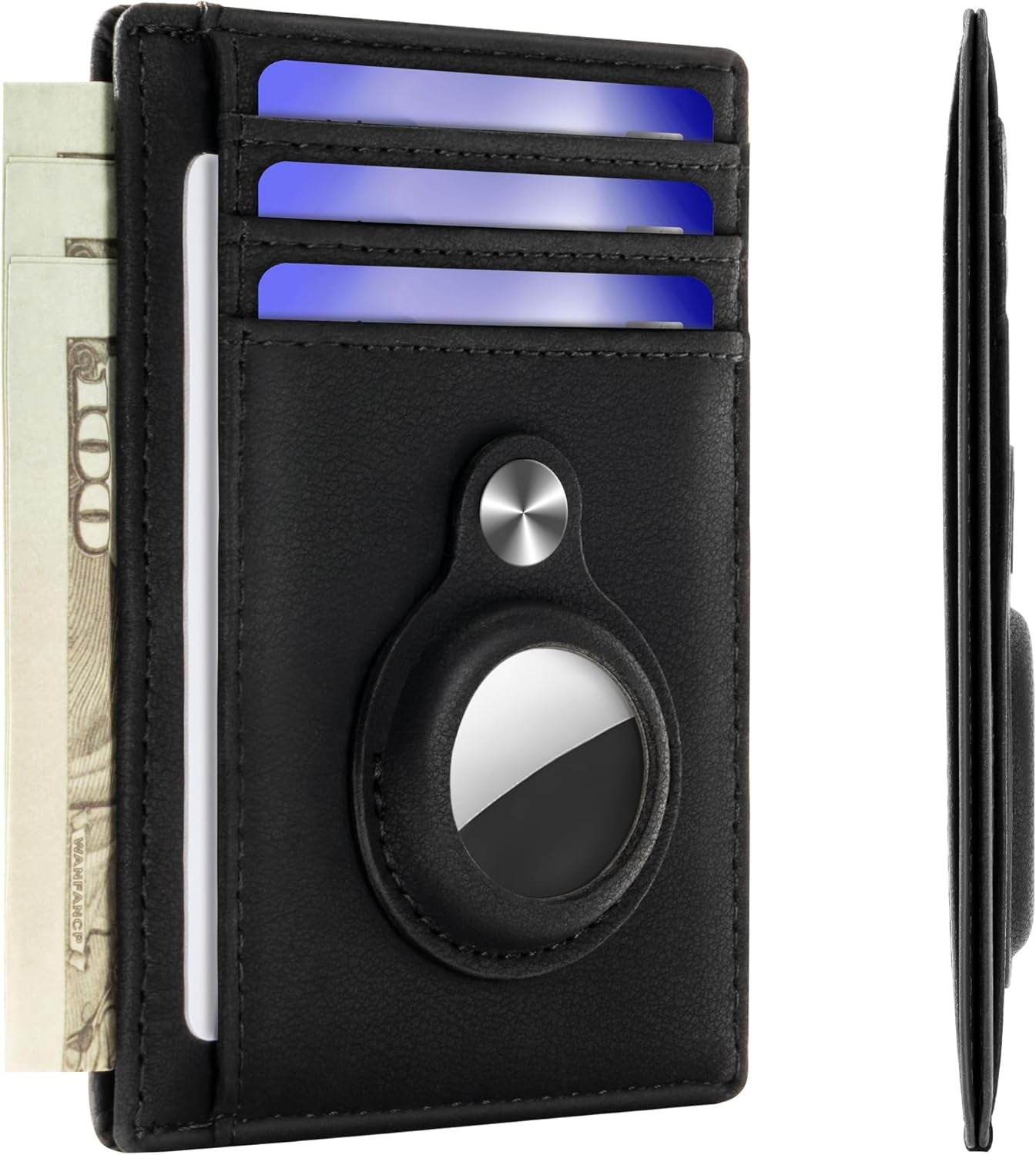 Hawanik Slim Minimalist Front Pocket Air Tag Wallet, RFID Blocking Card Holder Wallet with Airtag Holder