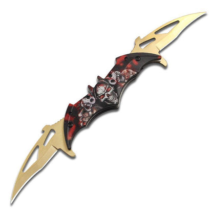 Bat Folding Knife for Camping Twin Blade Cool Gift for Boy Man Cosplayers