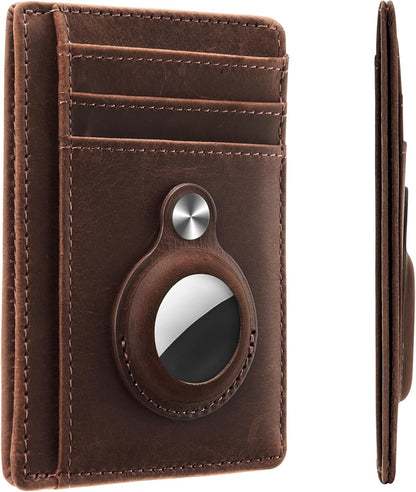 Hawanik Slim Minimalist Front Pocket Air Tag Wallet, RFID Blocking Card Holder Wallet with Airtag Holder