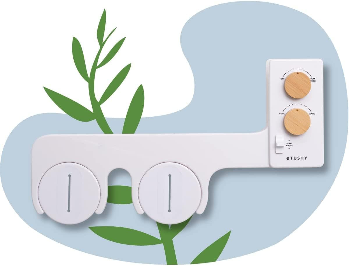TUSHY Basic 2.0 Bidet Toilet Seat Attachment | a Non-Electric Self Cleaning Water Sprayer W/Adjustable Water Pressure Nozzle, Angle Control & Easy Home Installation (White/Bamboo)