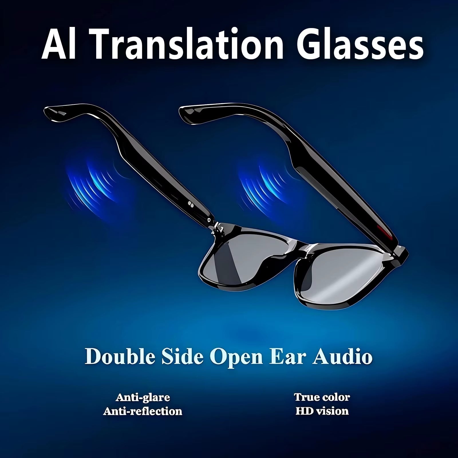 Smart AI Translation Glasses Equipped with Anti-Blue Light Lenses, Supporting Real-Time Application Translation in 164 Languages