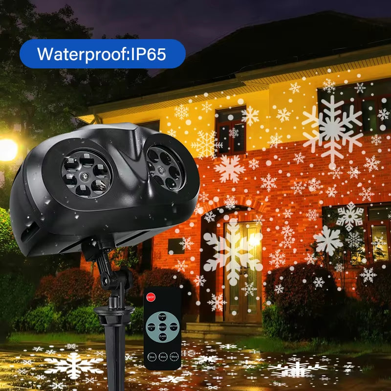 Christmas Snowflake Projector Lights Highlight Dynamic LED Snow Christmas Snowfall IP65 Waterproof Snowfall Spotlight Lighting