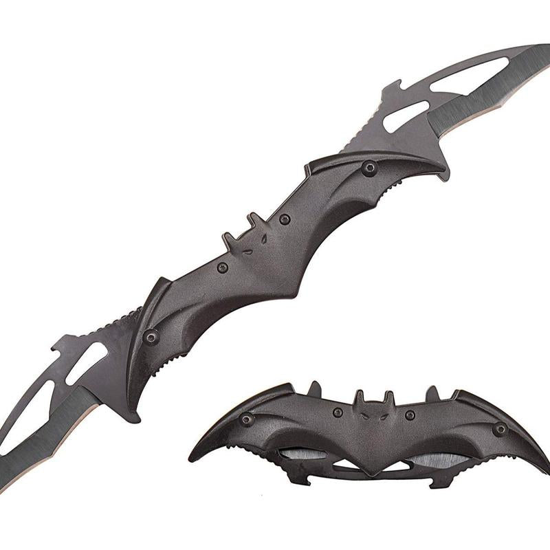 Bat Folding Knife for Camping Twin Blade Cool Gift for Boy Man Cosplayers