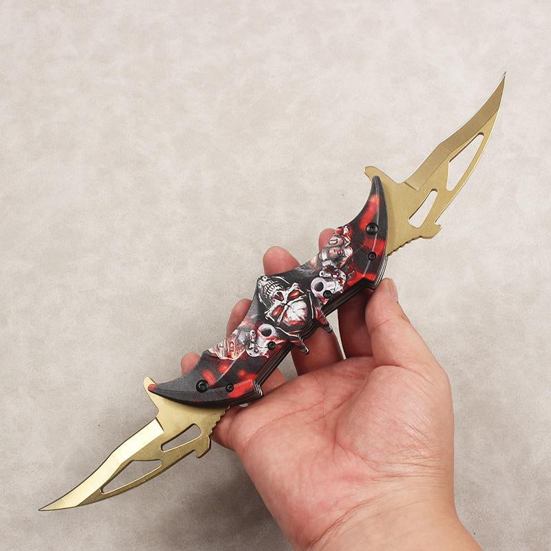 Bat Folding Knife for Camping Twin Blade Cool Gift for Boy Man Cosplayers