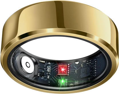 Smart Ring Health Tracker, Sleep Tracker Ring with Heart Rate, Waterproof Fitness Ring for Activity Monitoring/Steps/Distance/Calories,Air Gestures,Up to 7Day Battery,For Ios Android(Stylish Silver#8)