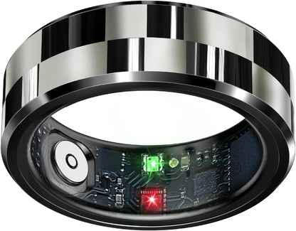 Smart Ring Health Tracker, Sleep Tracker Ring with Heart Rate, Waterproof Fitness Ring for Activity Monitoring/Steps/Distance/Calories,Air Gestures,Up to 7Day Battery,For Ios Android(Stylish Silver#8)