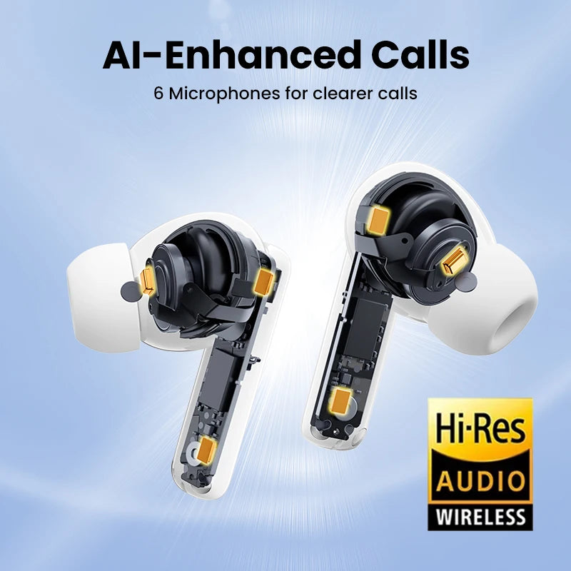 T6S 48Db ANC Wireless Bluetooth Earphones TWS Hybrid Active Noise Cancelling in Ear Earbuds Support Hi-Res Audio LDAC
