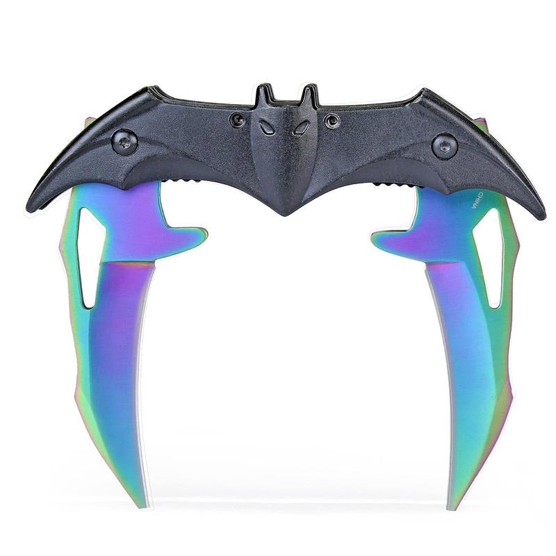 Bat Folding Knife for Camping Twin Blade Cool Gift for Boy Man Cosplayers