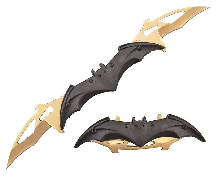 Bat Folding Knife for Camping Twin Blade Cool Gift for Boy Man Cosplayers