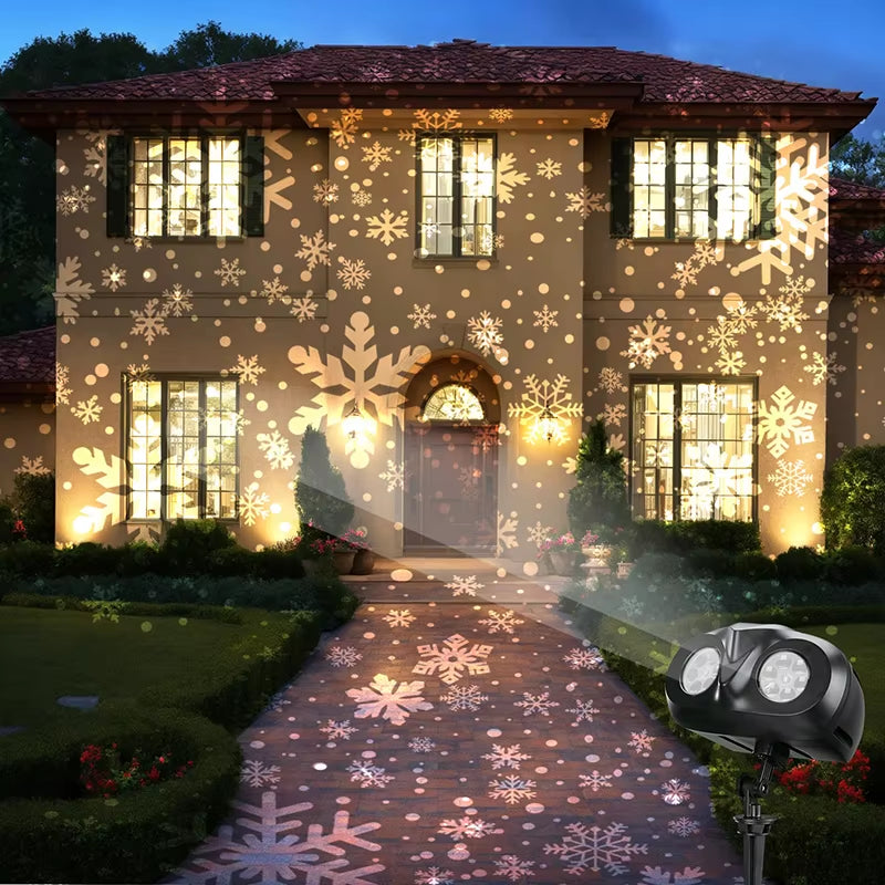 Christmas Snowflake Projector Lights Highlight Dynamic LED Snow Christmas Snowfall IP65 Waterproof Snowfall Spotlight Lighting